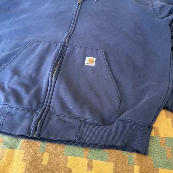 Vintage Carhartt Blue Zip-Up Hoodie Size L - Picture 3 of 7